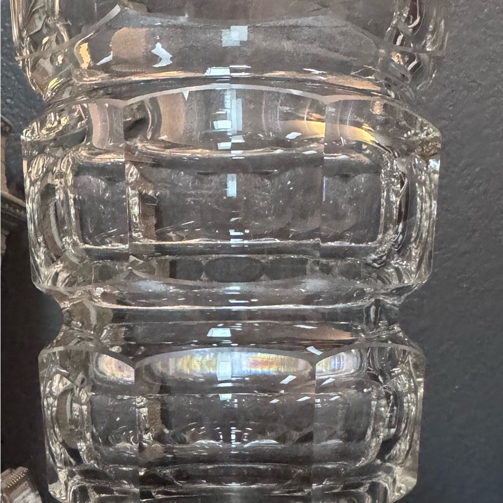 Vintage Josef Hoffman Art Deco Clear Prism Cut Decorative Vase - Home Accents